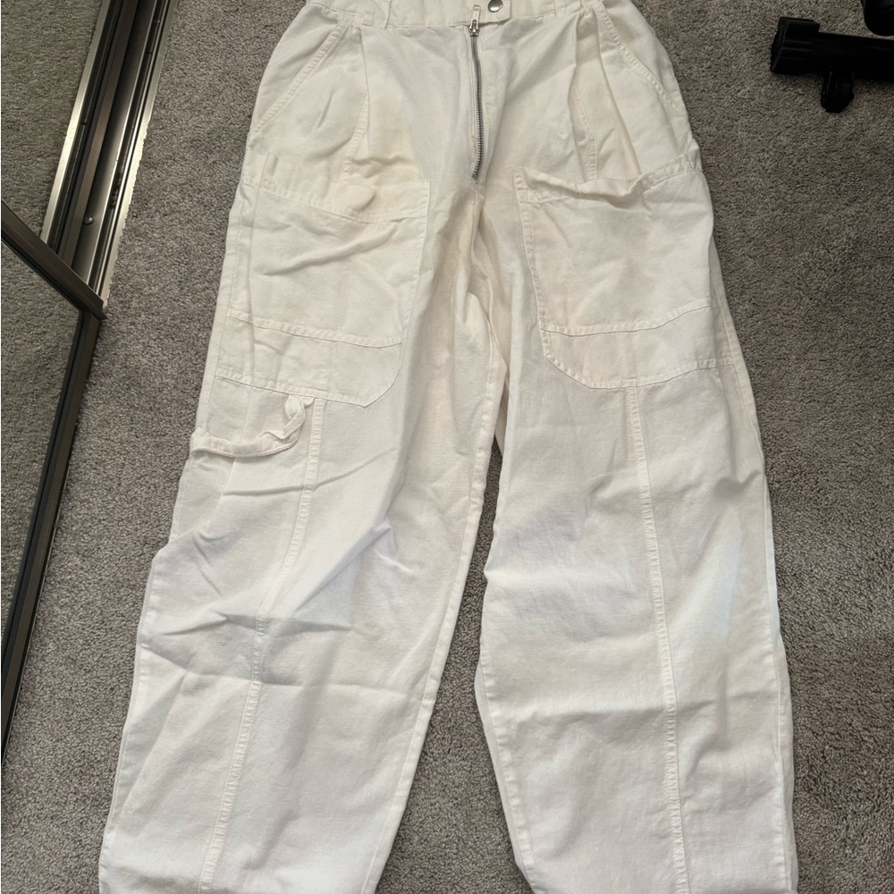 Urban Outfitters White Cargo Pants Relaxed Fit